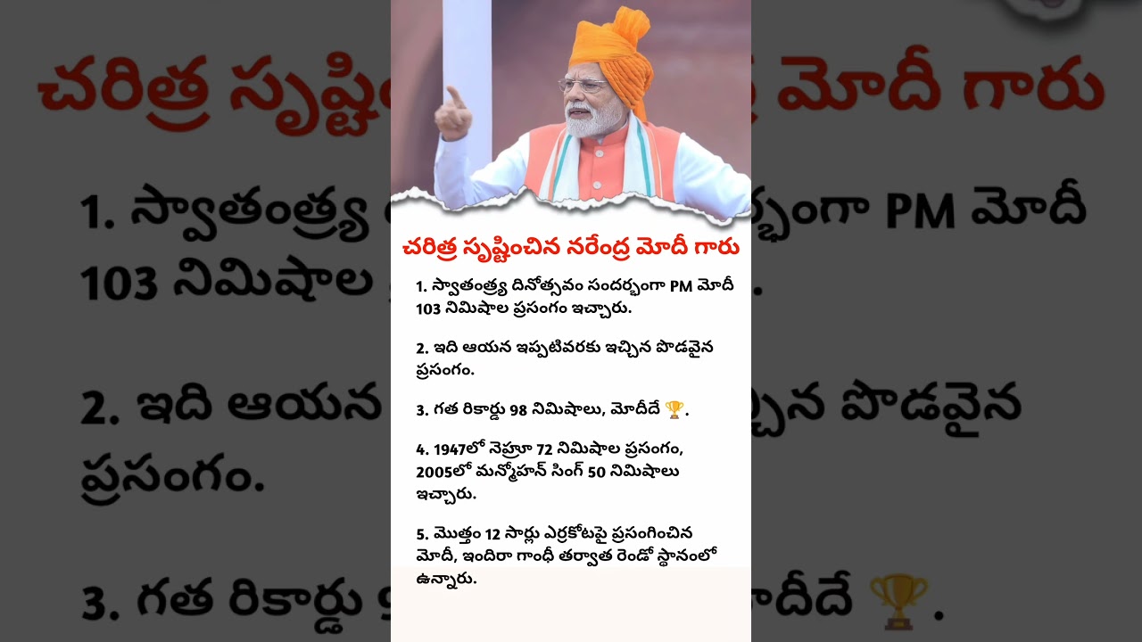 PM Modi Creates History | 103 Minutes Independence Day Speech | Longest Ever by Any Indian PM 🇮🇳🏆
