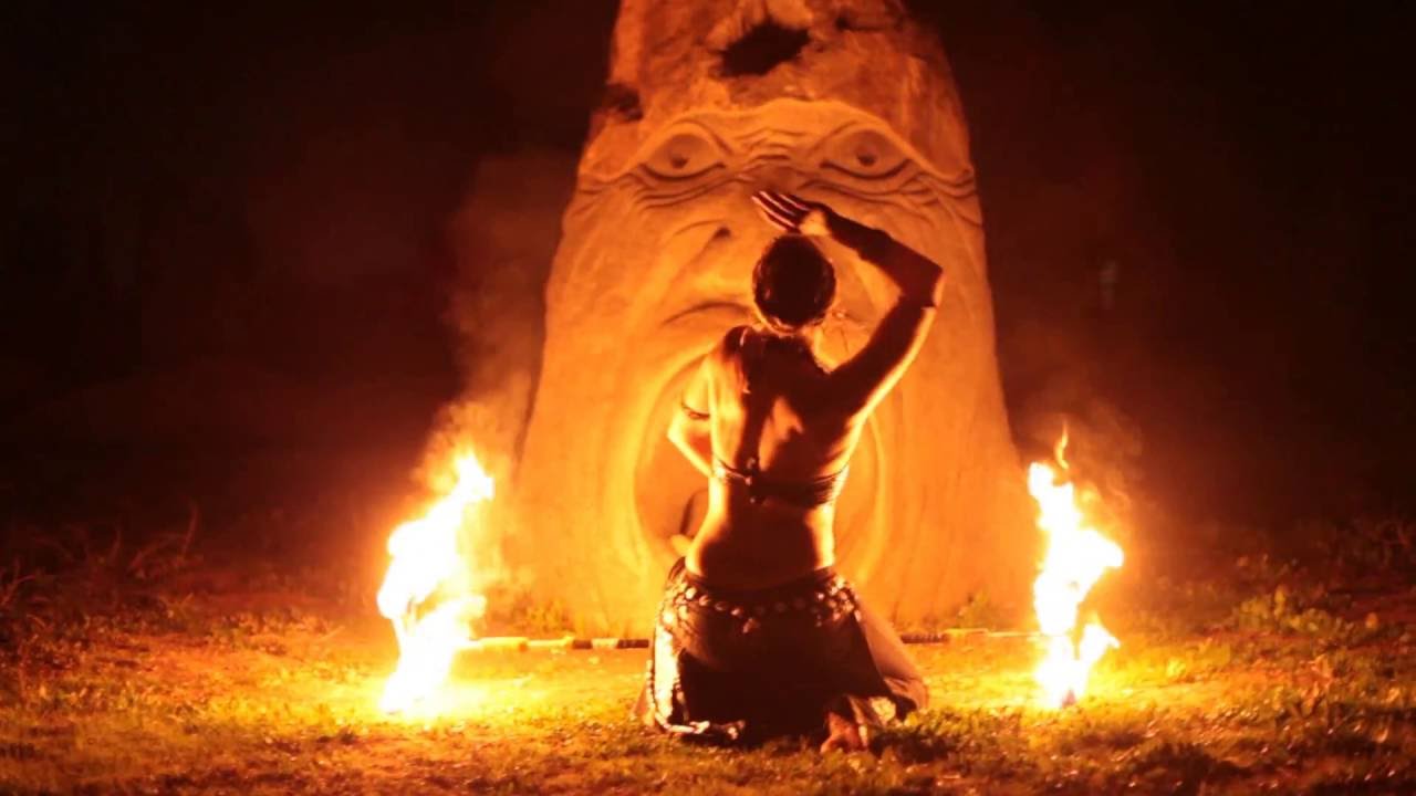 Fire dance musical journey in the Statues Garden-artistic fire clip Lital Natanzon&Liran Kehat
