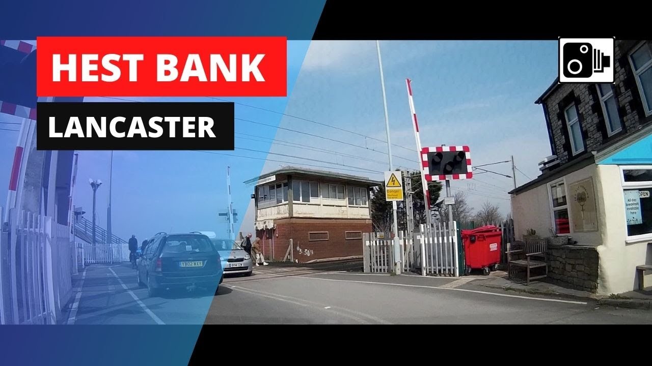 Drive in Hest Bank, over the railway crossing to the beach at Morecambe Bay, near Lancaster.