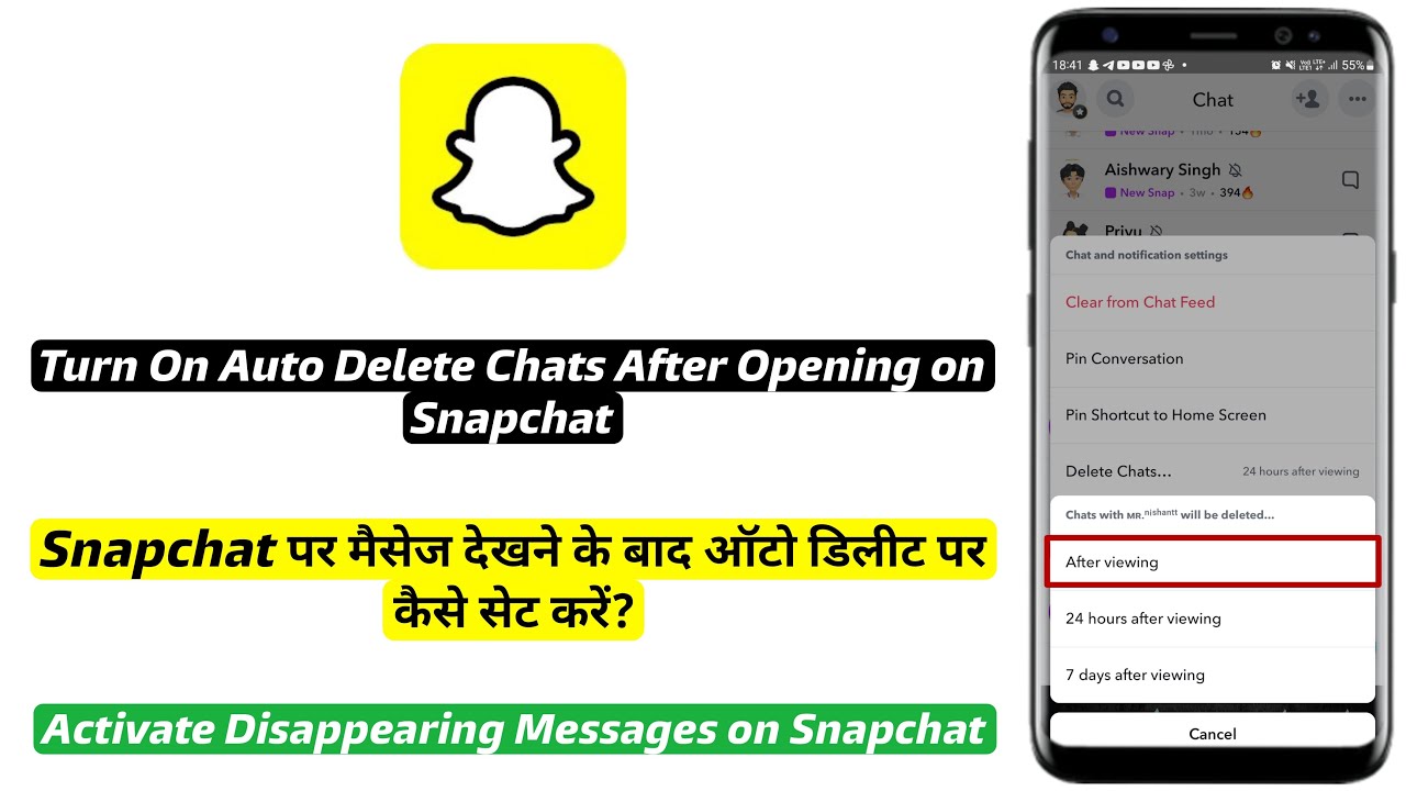 How to Auto Delete Chats After Opening on Snapchat | Turn on disappearing chats on snapchat