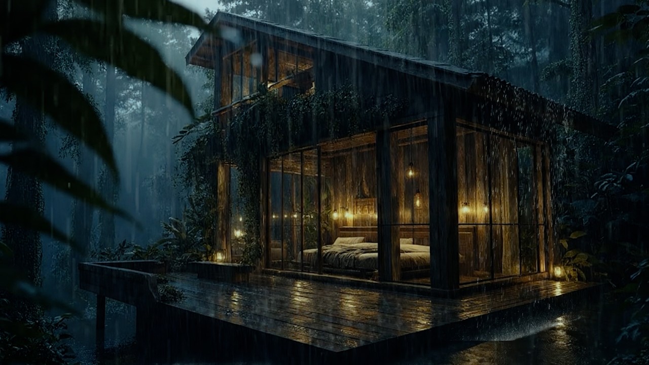 Rain in a Warm Cabin in the Woods 🌲 | Best Rain Sounds for Sleeping