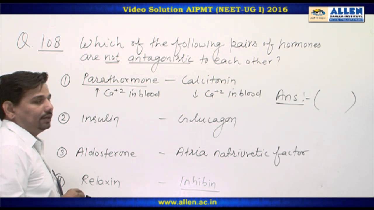 AIPMT 2016 Biology Solution &ndash; Q. 101,108 (Paper Code-P) NEET-UG 2016 Phase I