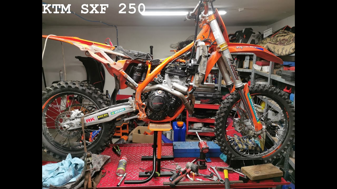 KTM SXF 250 rok 2016, wymiana tłoka, zawieszenie, kabelki i sporo eksploatacji.