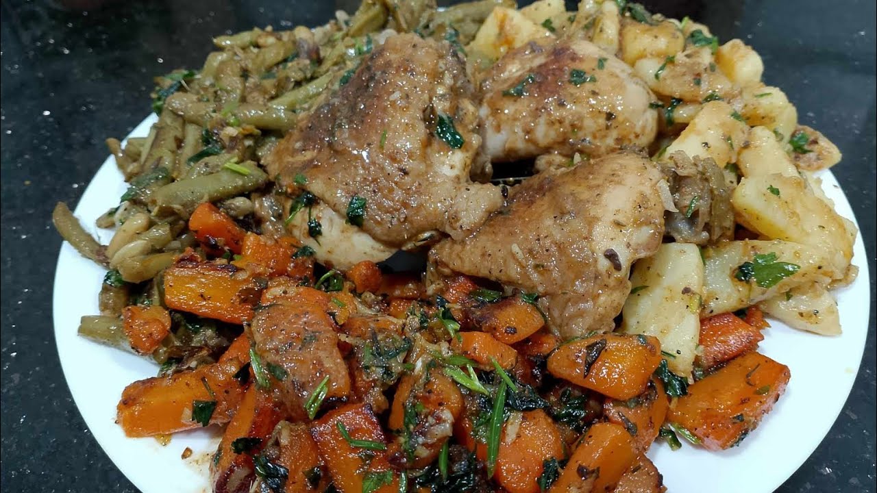 هاذ الطبق راح تولي مدمنة عليه 😋خضر سوتي والدجاج المحمر légumes sautés 💯