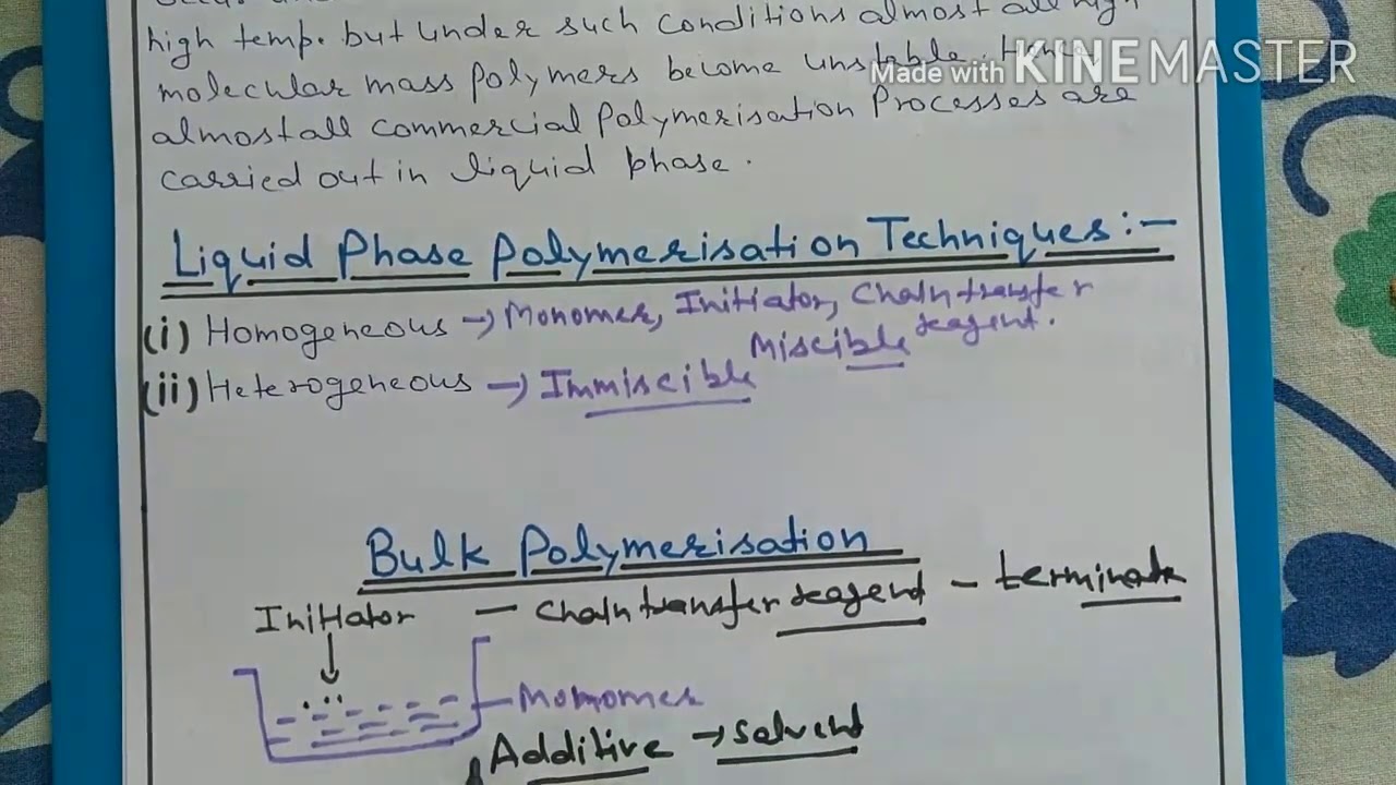 Bulk Polymerisation (Techniques of polymerisation)