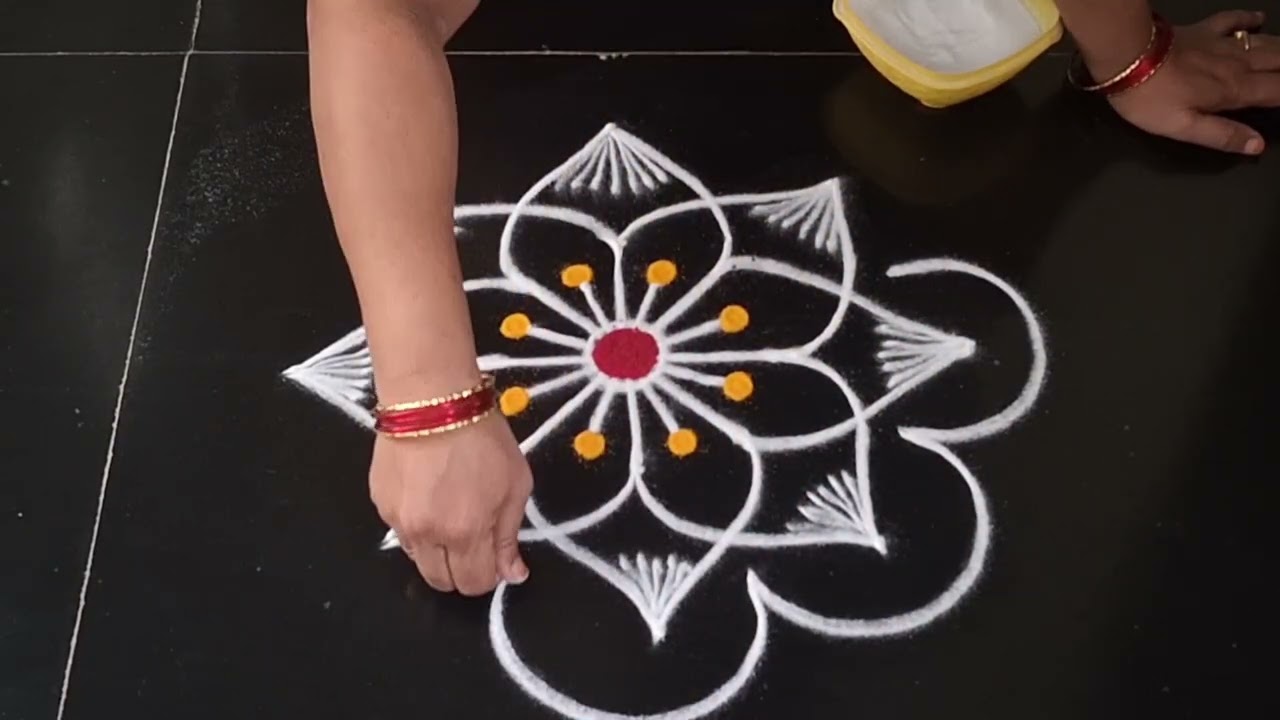 Friday special rangoli design//simple rangoli//daily muggulu//easy rangoli design 