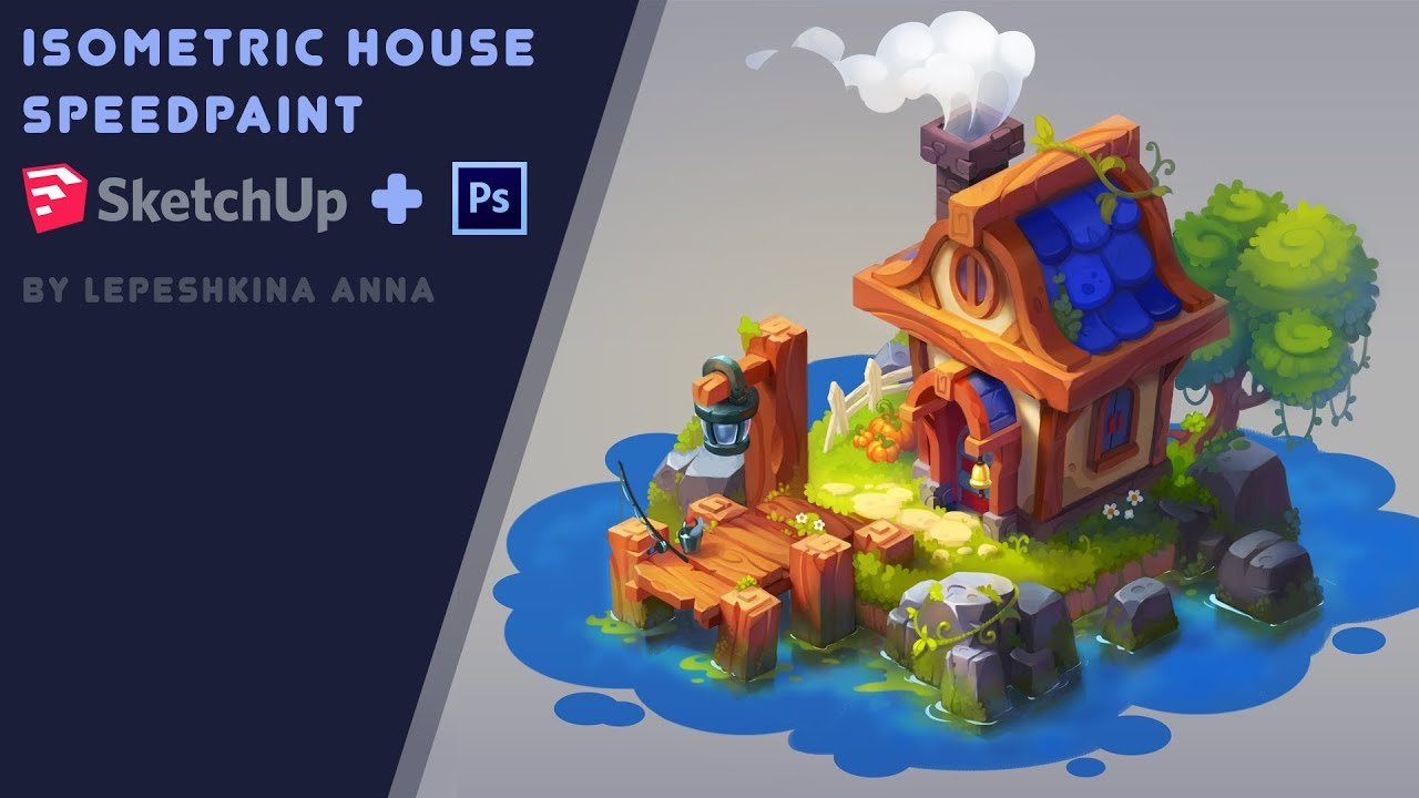 Isometric house: SketchUp and Photoshop