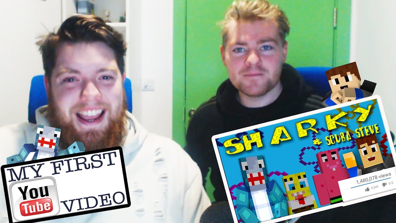 REACTING TO OUR FIRST EVER VIDEO, SHARKY AND SCUBA STEVE | Minecraft
