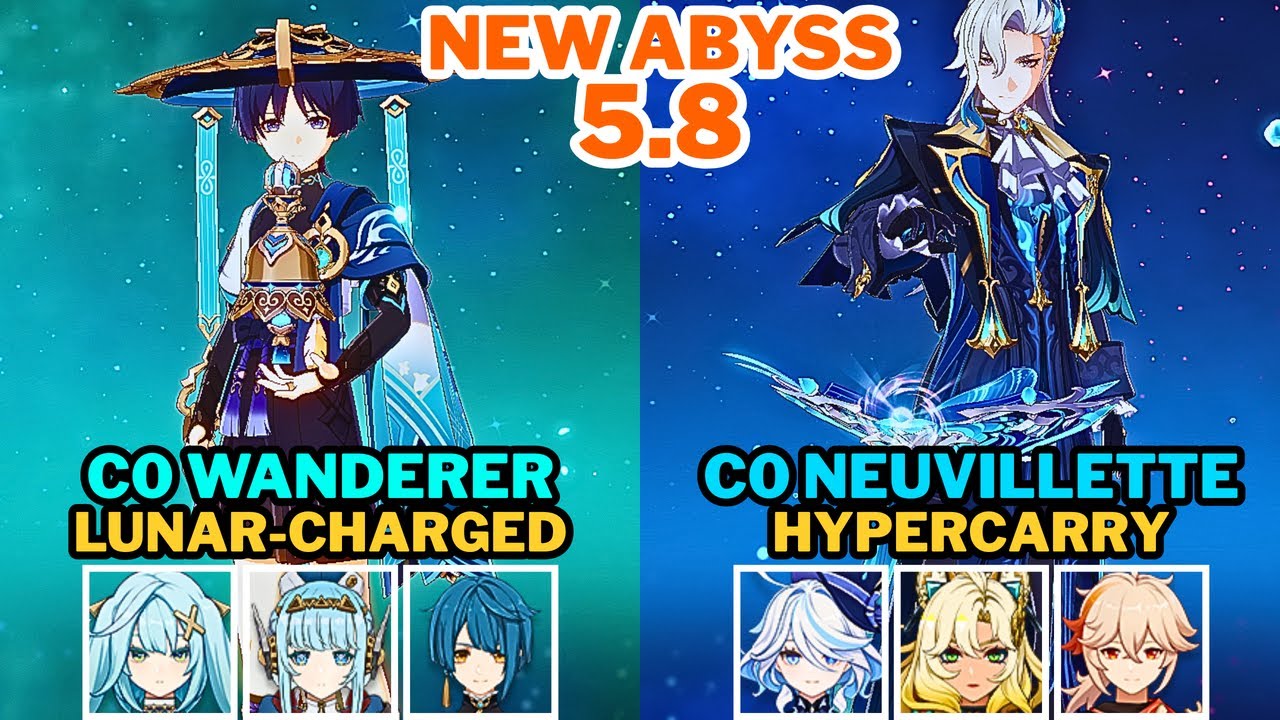 [NEW Spiral Abyss 5.8] C0 Wanderer Lunar-Charged & C0 Neuvillette Hypercarry | Genshin Impact
