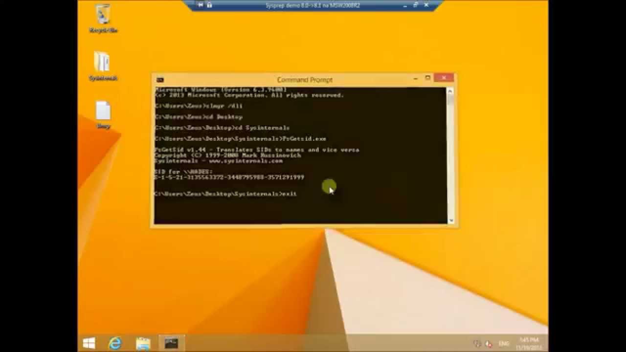 How to run SYSPREP on an upgraded Windows 8.1.