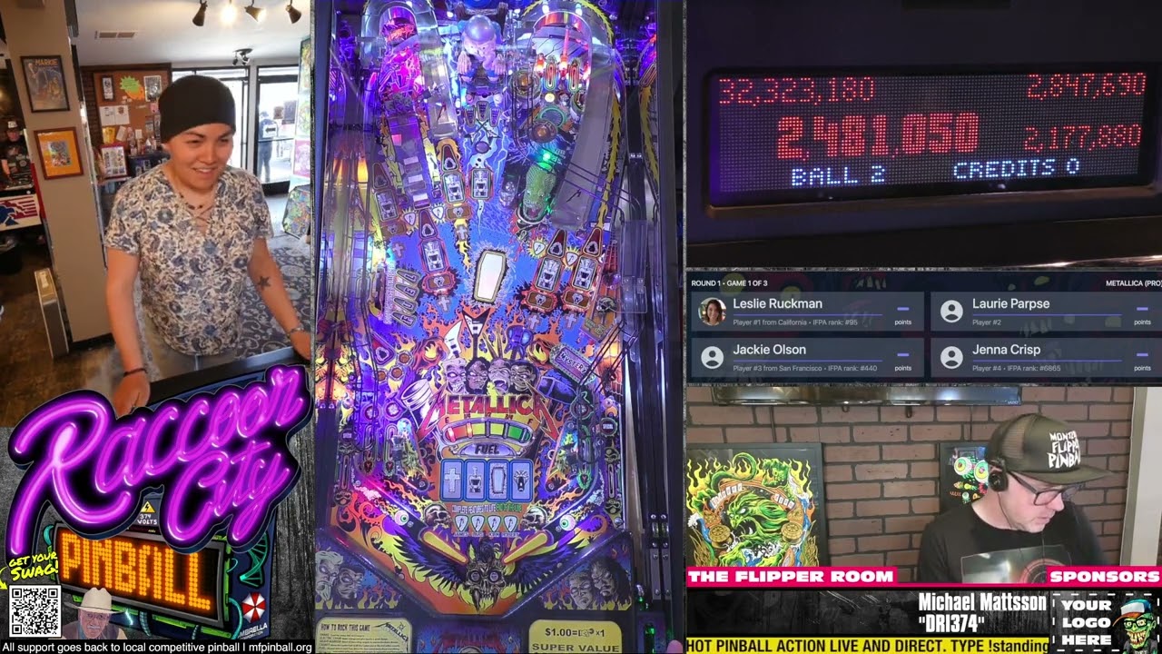 Concord Open 2024 Women's: Finals Game 1/3 on Stern Metallica Pro. Streamed from The Flipper Room.