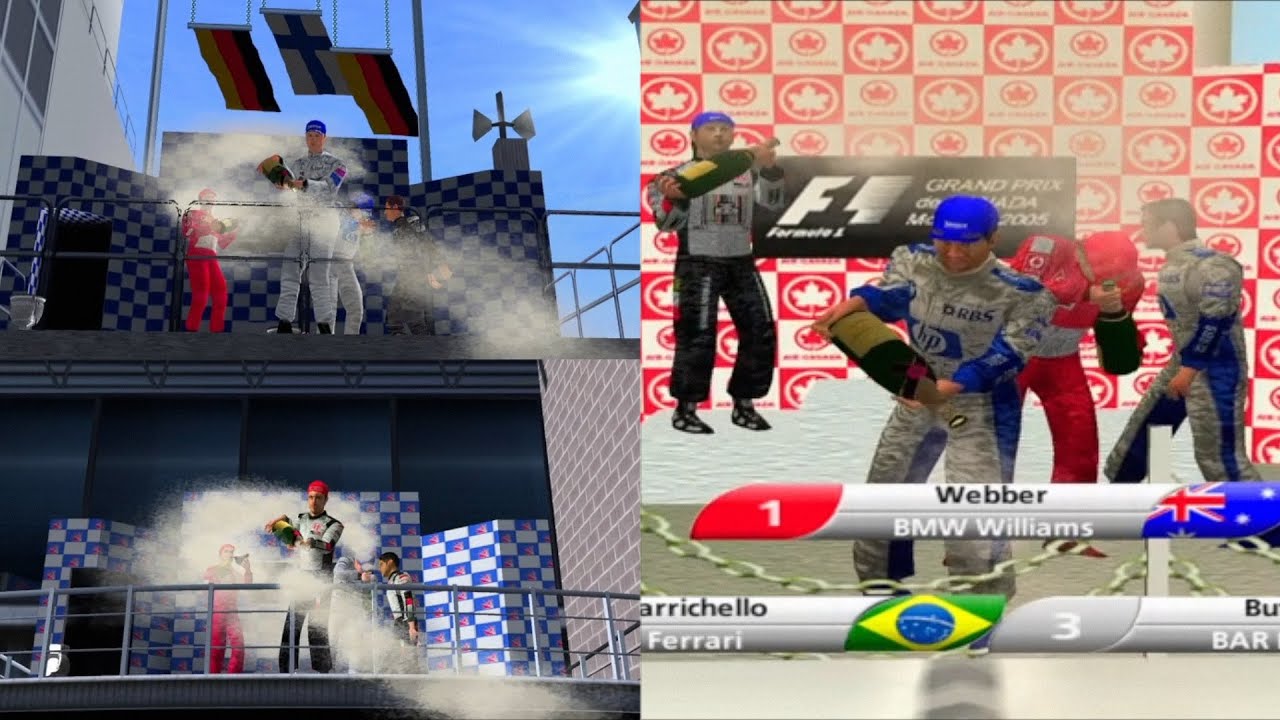 Evolution of Celebration Podium In Sony's Formula One (PS2) Games