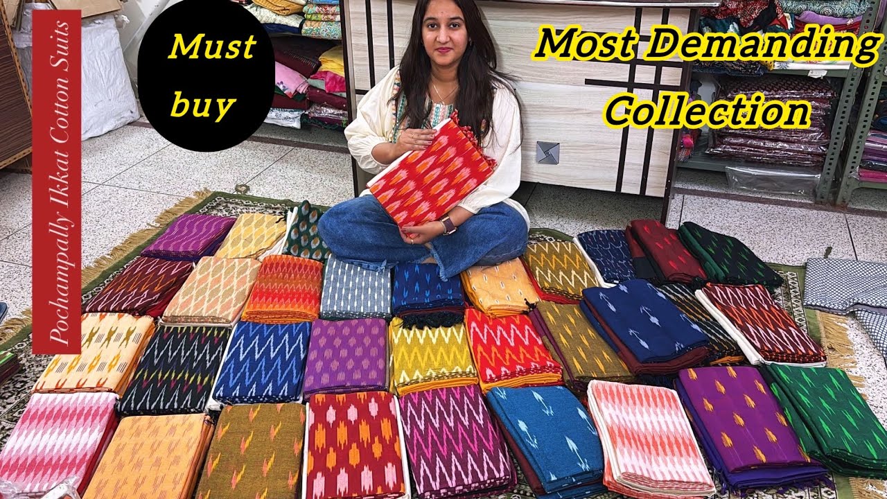 Double Ikkat Handloom Cotton Suits 🌹 Pochampally Ikkat Cotton Suits 🌹 9996506212🌹