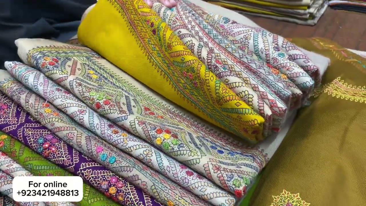 Pashmina embroidery & printed winter stock arivel #onlineshopping #longyoutubevideo 