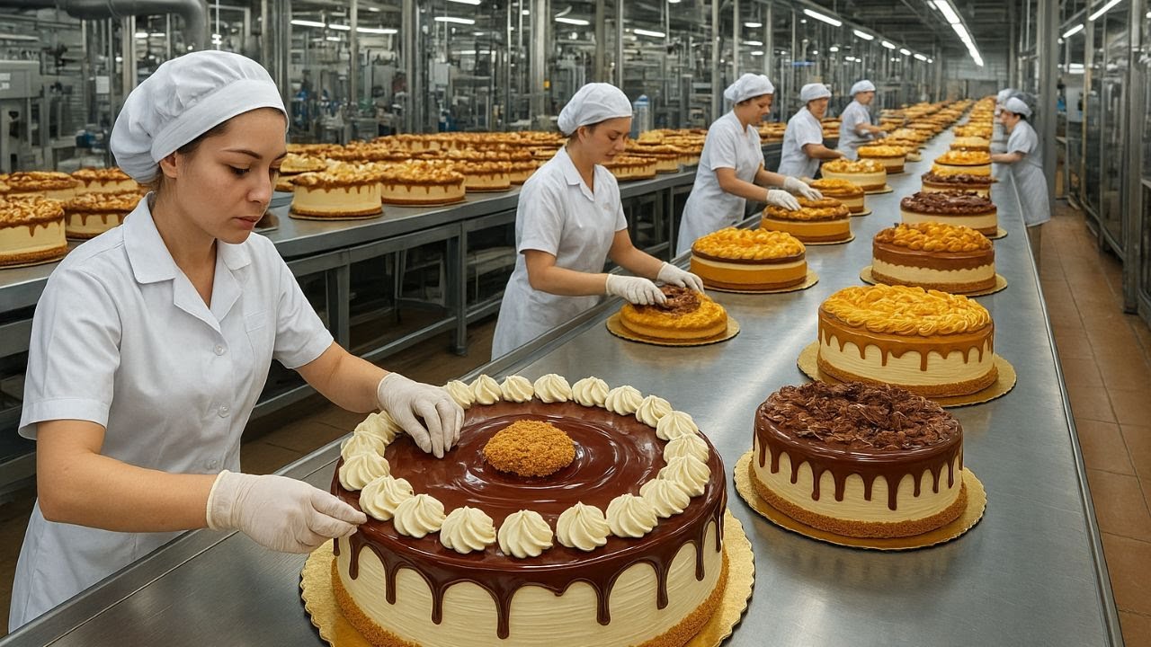 Como Milhões De BOLOS são Feitos Em Uma Fábrica - Processo de fabricação de bolos