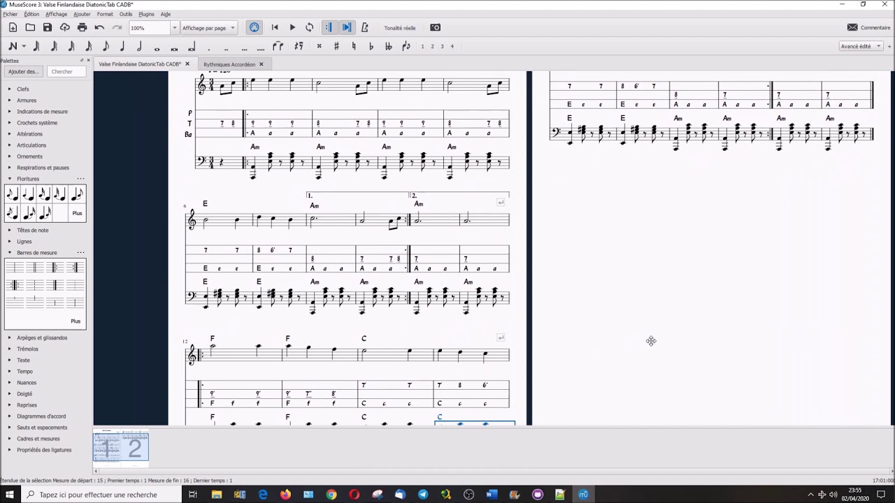Ajout des Basses et des Accords à une tablature en utilisant MuseScore