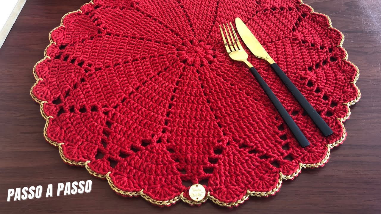Passo a passo Sousplat - Americano de crochê Madre - Jogo Americano de Crochê - Crochet Tutorial