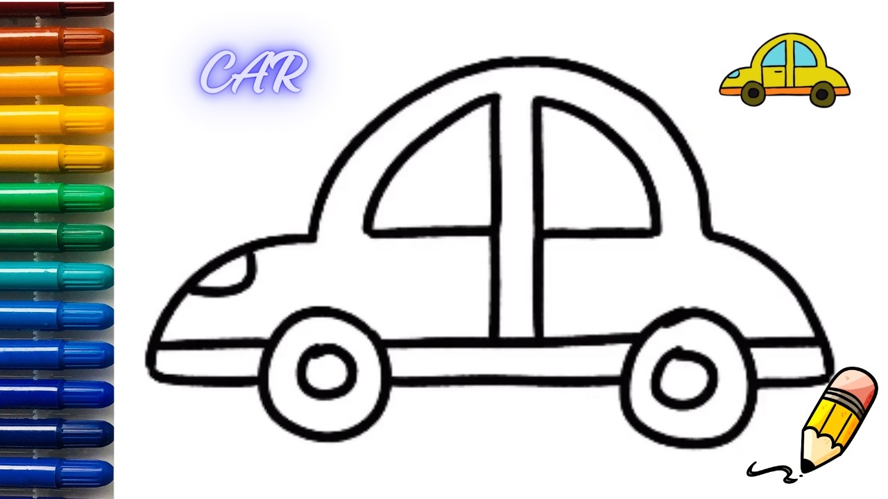 How to draw a car//drawing a cute car with easy step by step video for beginners.