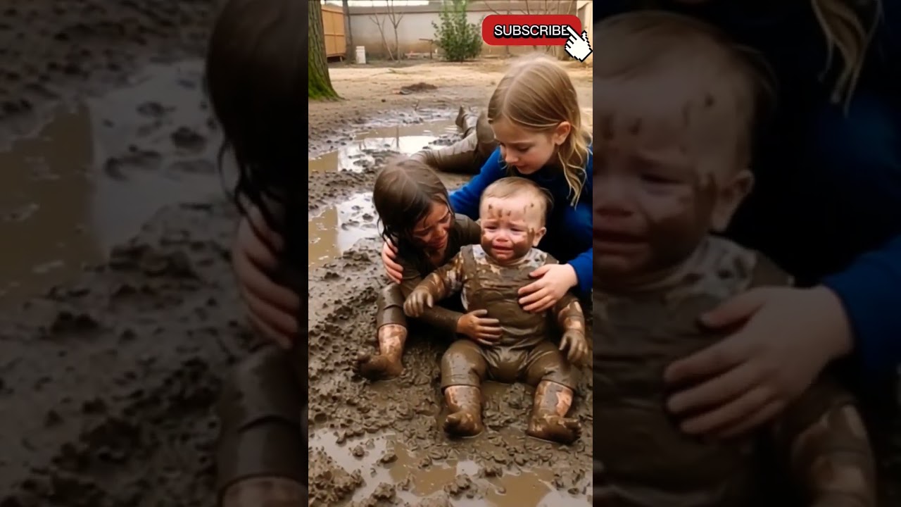 two crying babies are rescue from mud#viral #rescue#shorts