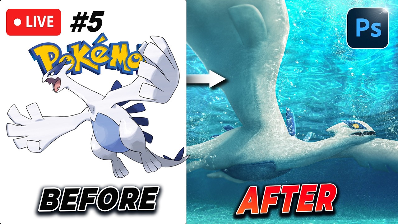 Turning Pokemon realistic in Photoshop |  Lugia Part 5 (Full Screen)