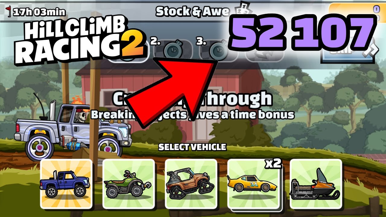 52,107 (53,211) in Stock & Awe - Hill Climb Racing 2