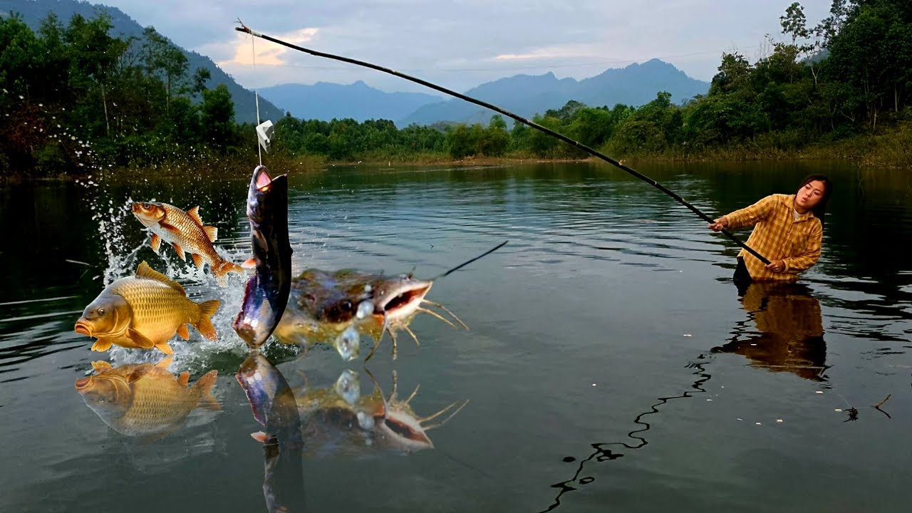 Diep uses the cluster fishing net technique to catch a giant fish weighing 22kg at midnight.