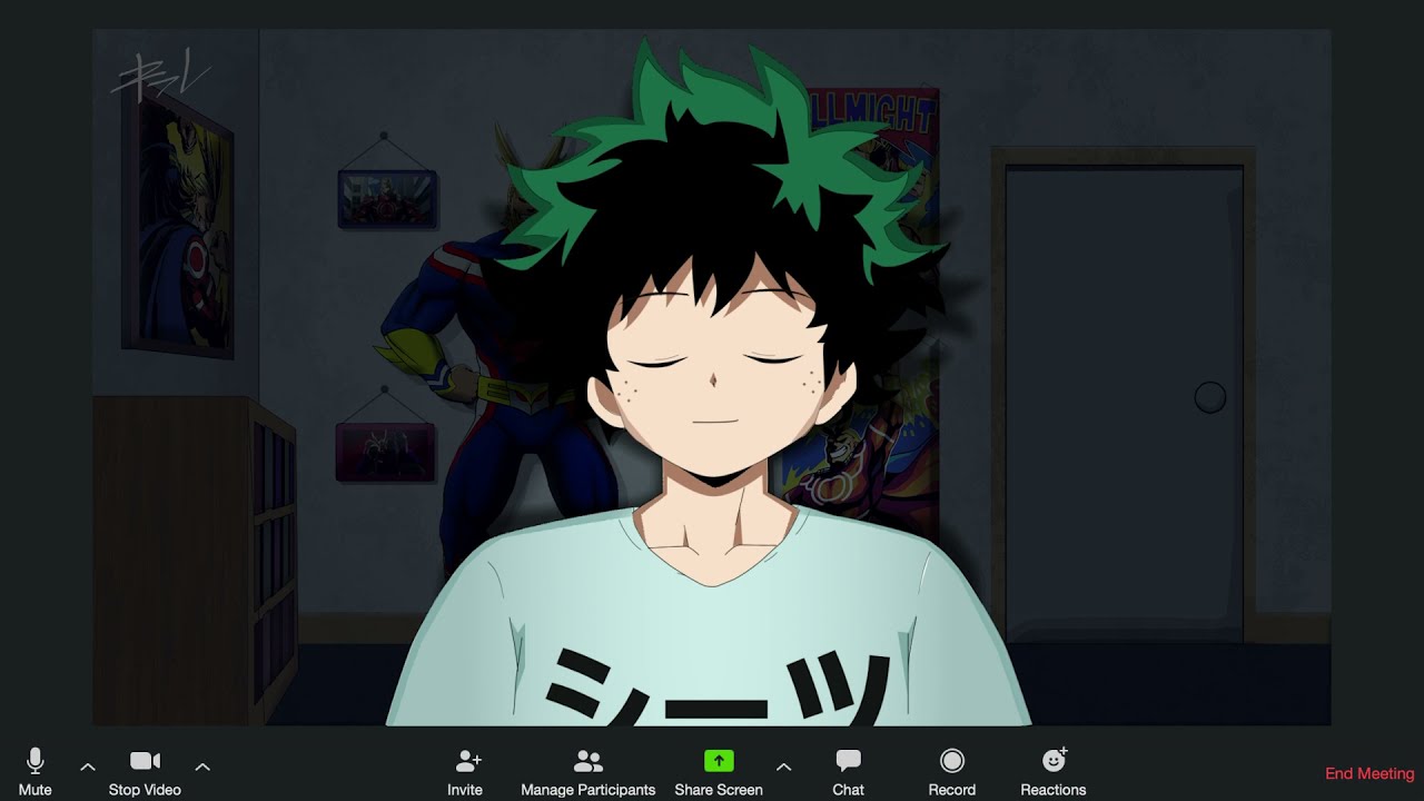 quick zoom night study with deku (with japanese dub from anime) | writing, typing & lofi study music