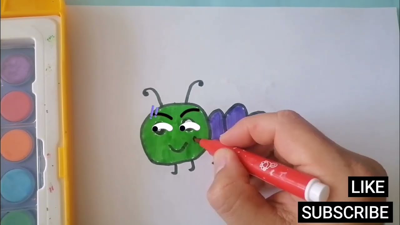Nasıl kolay tırtıl ÇİZİLİR, HOW draw caterpillar easy fun Surprise #art #ytshorts #trending #viral 