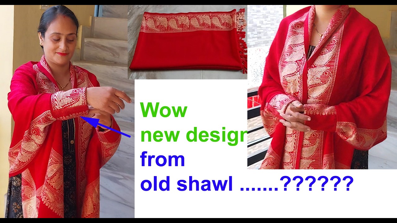 shawl reuse idea / Winter sleeves shawl sewing / Korean Style Shawl With Sleeves Making At Home