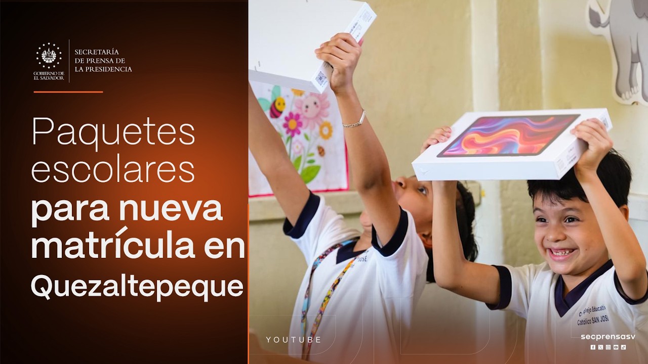 Gobierno del Presidente Bukele entrega paquetes a estudiantes de nueva matrícula en Quezaltepeque