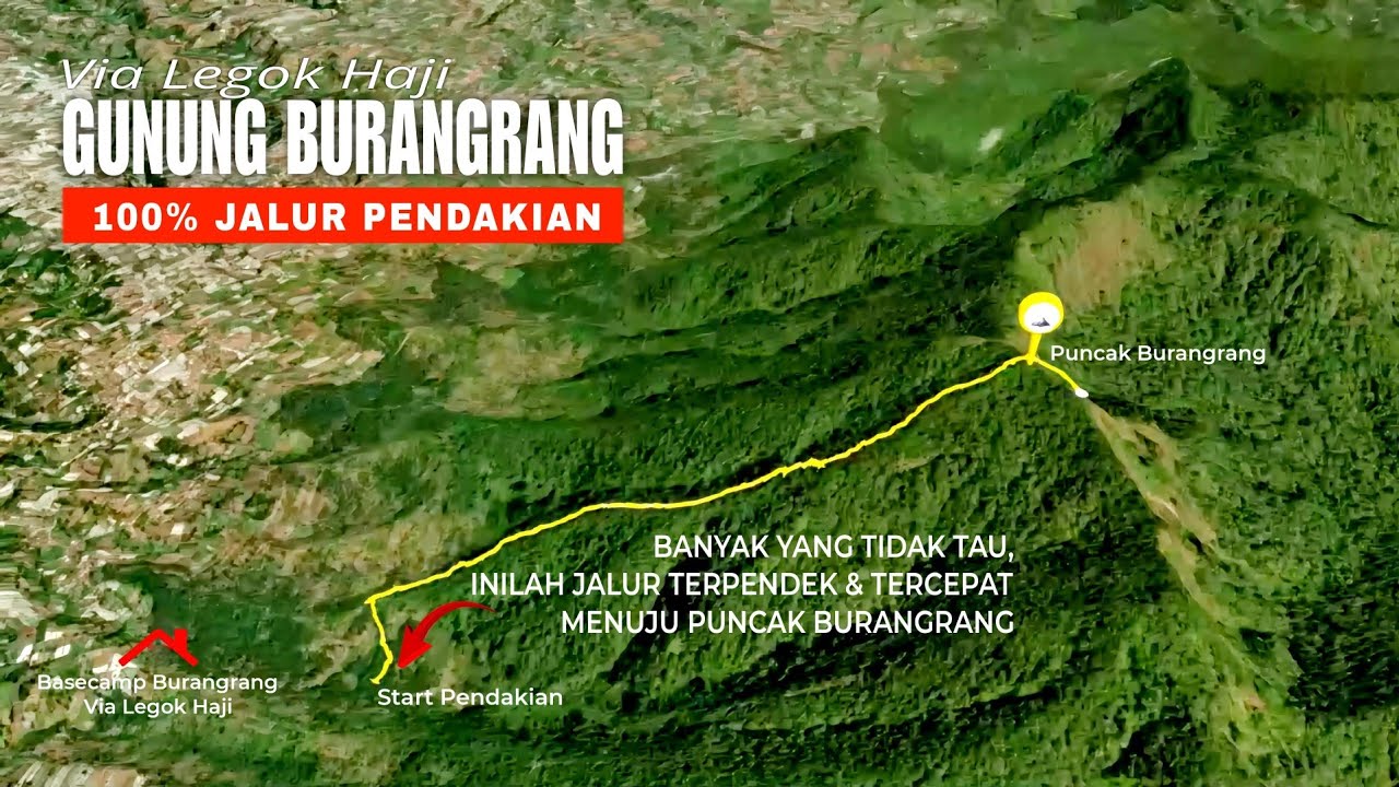 GUNUNG BURANGRANG VIA LEGOK HAJI | Jalur Terpendek & Tercepat Menuju Puncak | 100 % Jalur Pendakian