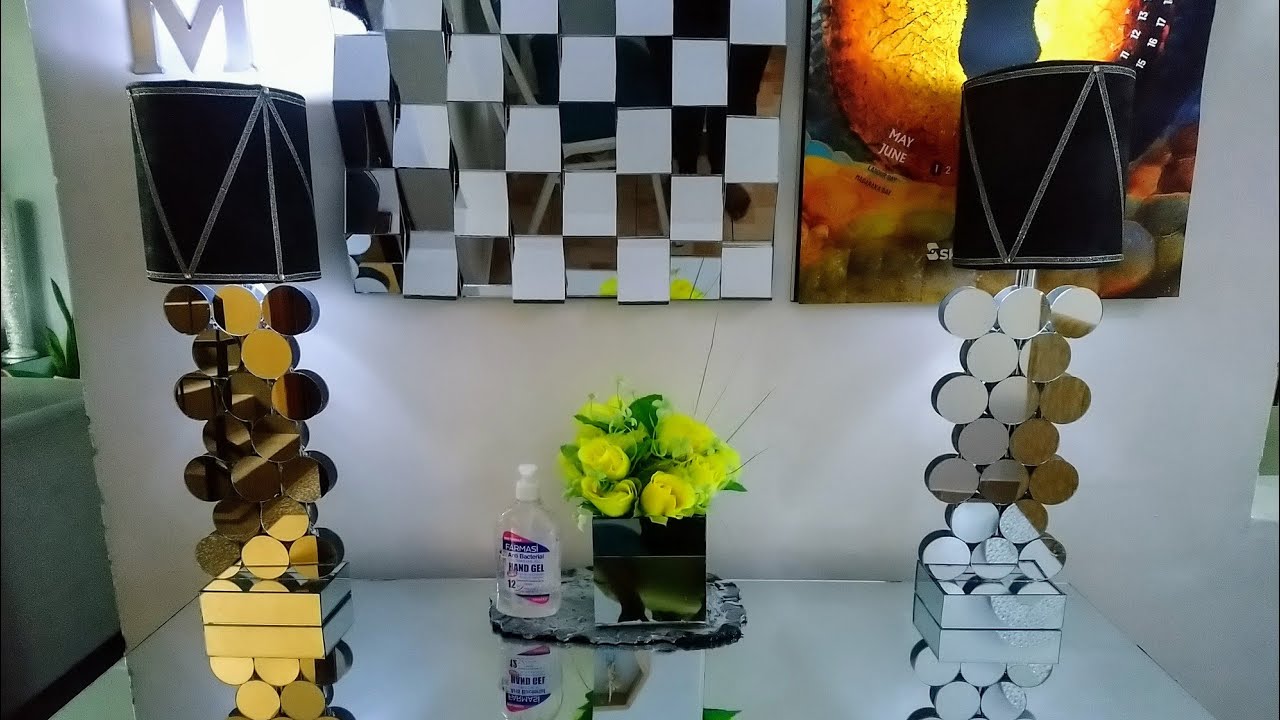 #DIY DESIGNER INSPIRED MIRRORED TABLE LAMP/MODERN   GLAM TABLE LAMP