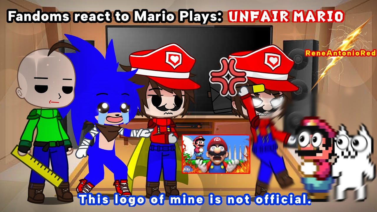 Fandoms React to Mario Plays: Unfair Mario ||Gacha Club (🇺🇲/🇲🇽)||