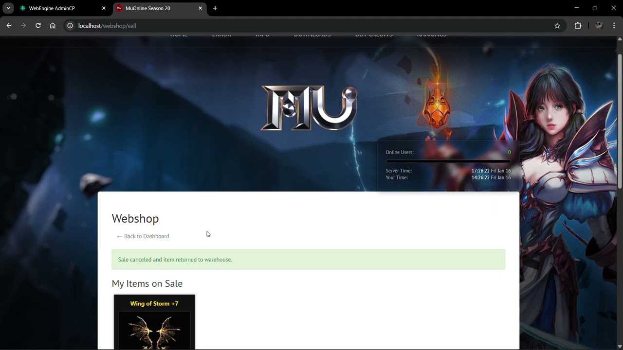 Webshop y baulthous webengine 1.2.6