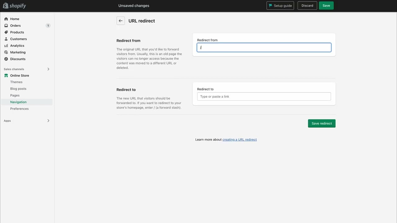 How to add a URL Redirect in Shopify in 15 Seconds