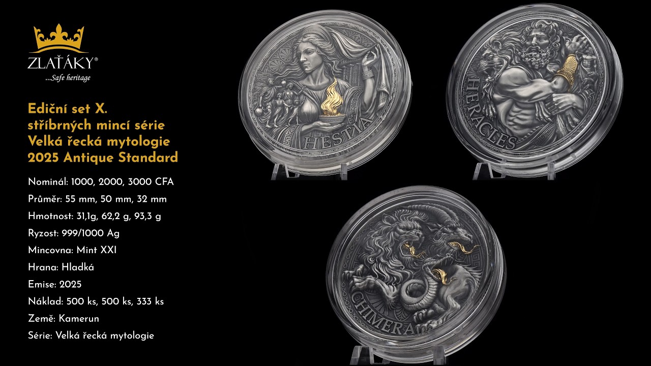 Ediční set X. stříbrných mincí série Velká řecká mytologie 2025 Antique Standard