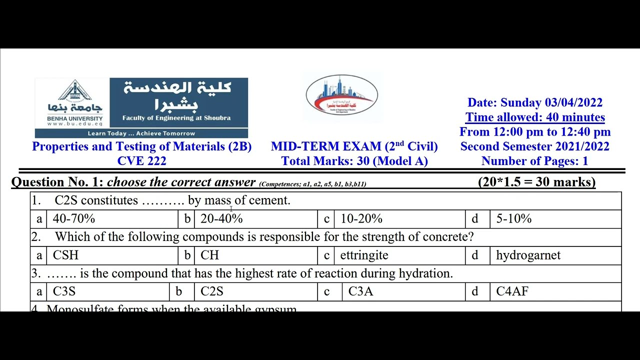 Solution of Concrete Durability Exam