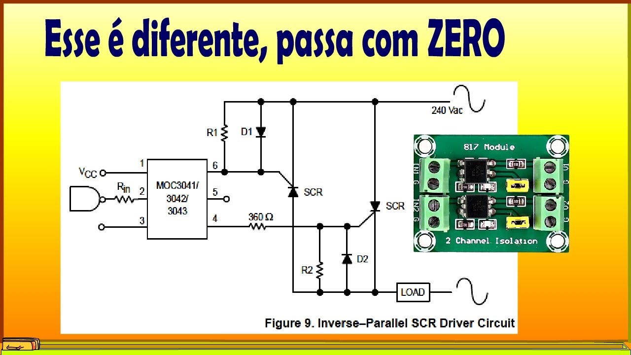 Circuito diferente para o acionamento de cargas AC de potência usando MOC41 e família