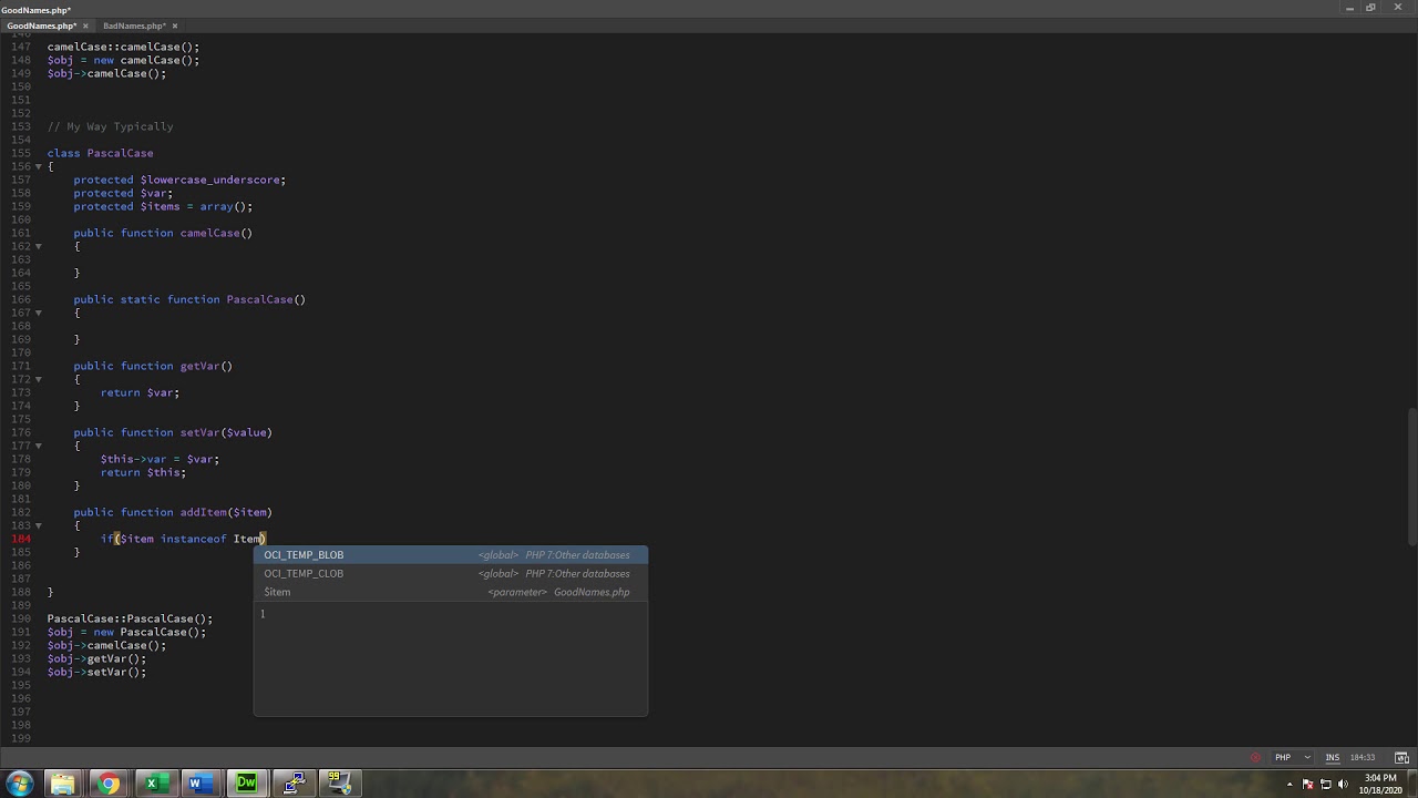 PHP Naming Conventions and Formatting Standards