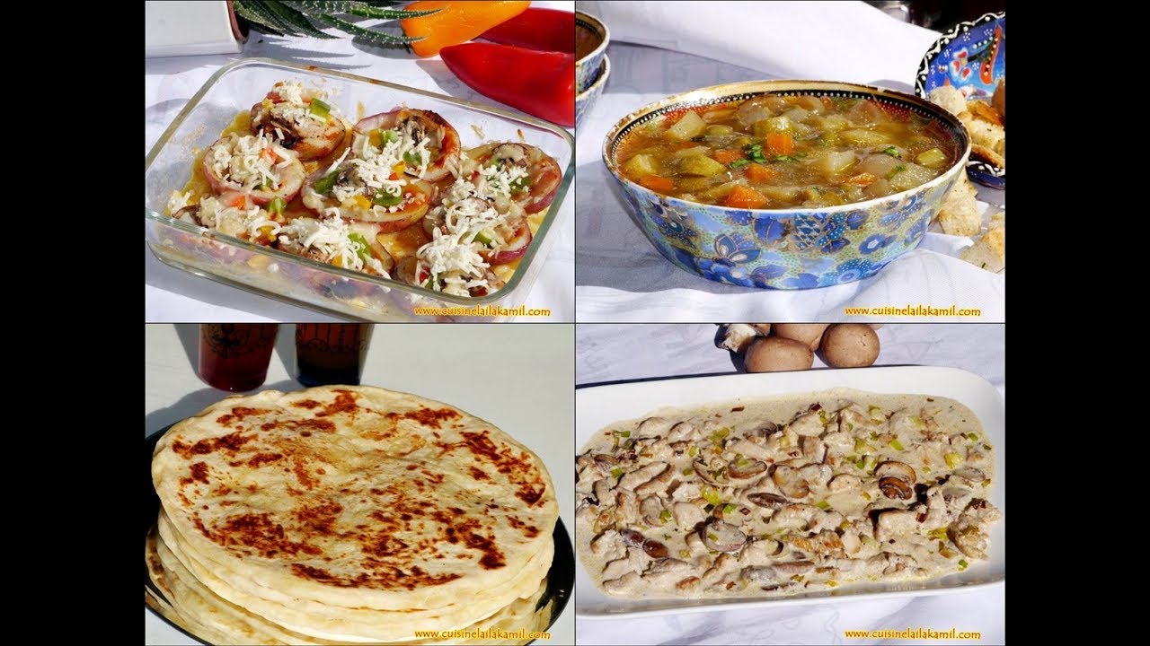 شهيوات نهار كامل من الفطور للغداء خبز بالجبن+ دجاج بالكريم وبطاطس+رغيفات بالخليع+ شوربة الخضر