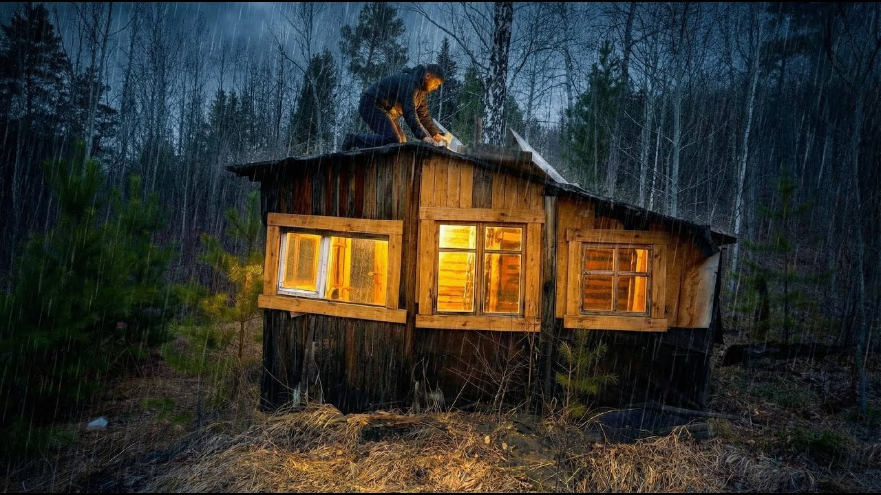 Old House in the Forest. Continuing the Cleanup in the Rain