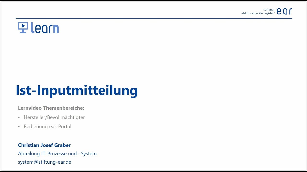 Lernvideo Hersteller - Ist-Inputmitteilung abgeben