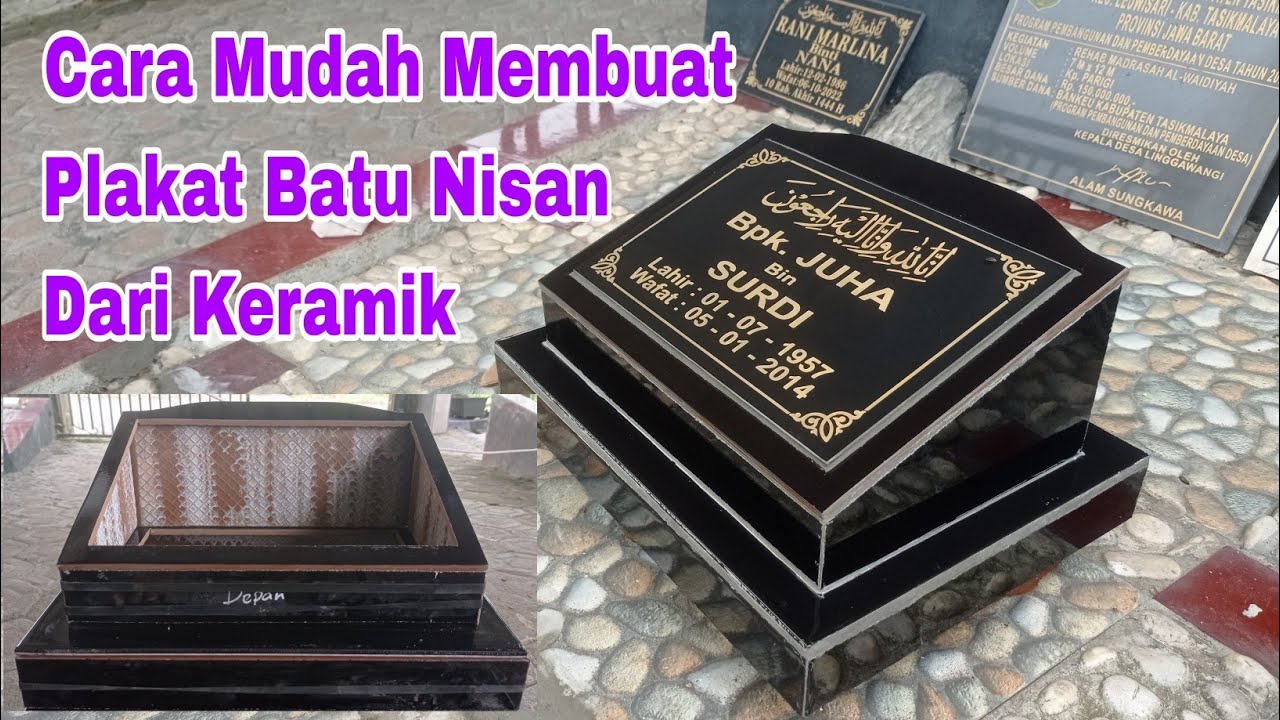 CARA MEMBUAT PLAKAT BATU NISAN DARI KERAMIK TANPA MENGGUNAKAN LEM. MUDAH CEPAT DAN KUAT HASILNYA.