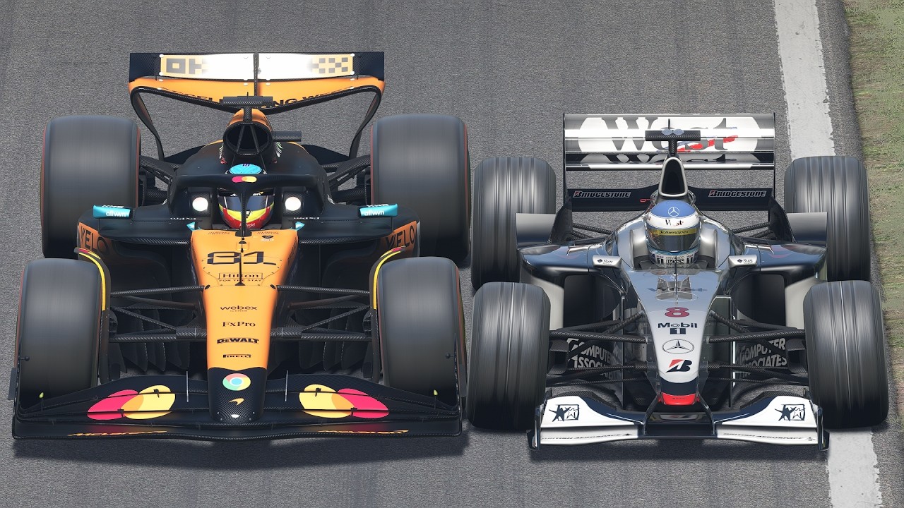 Oscar Piastri vs Mika Häkkinen | 2025 McLaren MCL39 vs 1998 McLaren MP4/13 | F1 at Monza