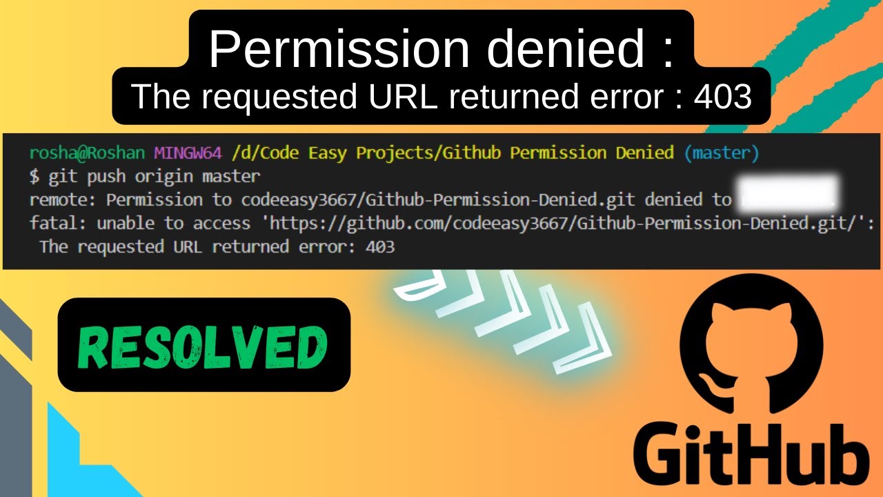 [РЕШЕНО] Отказано в доступе к Github. Запрошенный URL-адрес вернул ошибку 403.