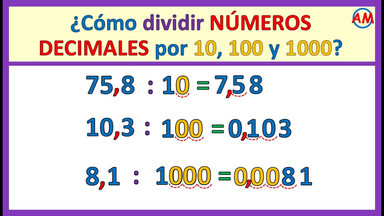 📌 DIVIDIR un decimal por 10 100 y 1000 | Super fácil 😊