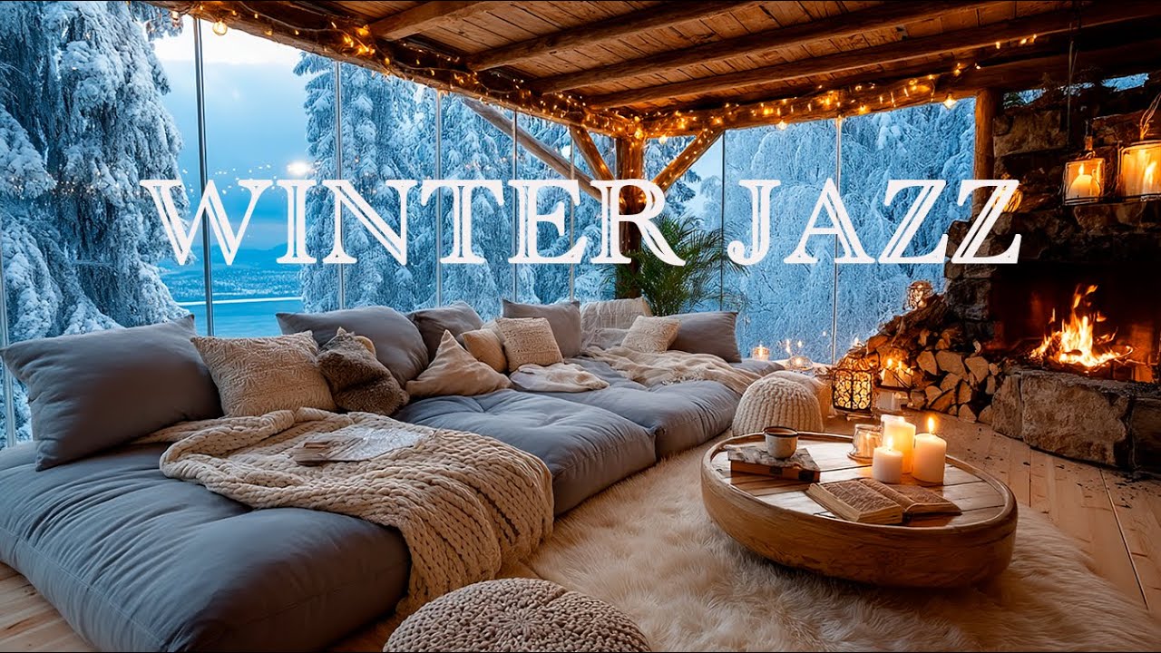 Cozy Snowy Cabin Jazz Lounge ❄️ Relaxing Fireplace Ambience & Smooth Jazz for Winter Relaxation.
