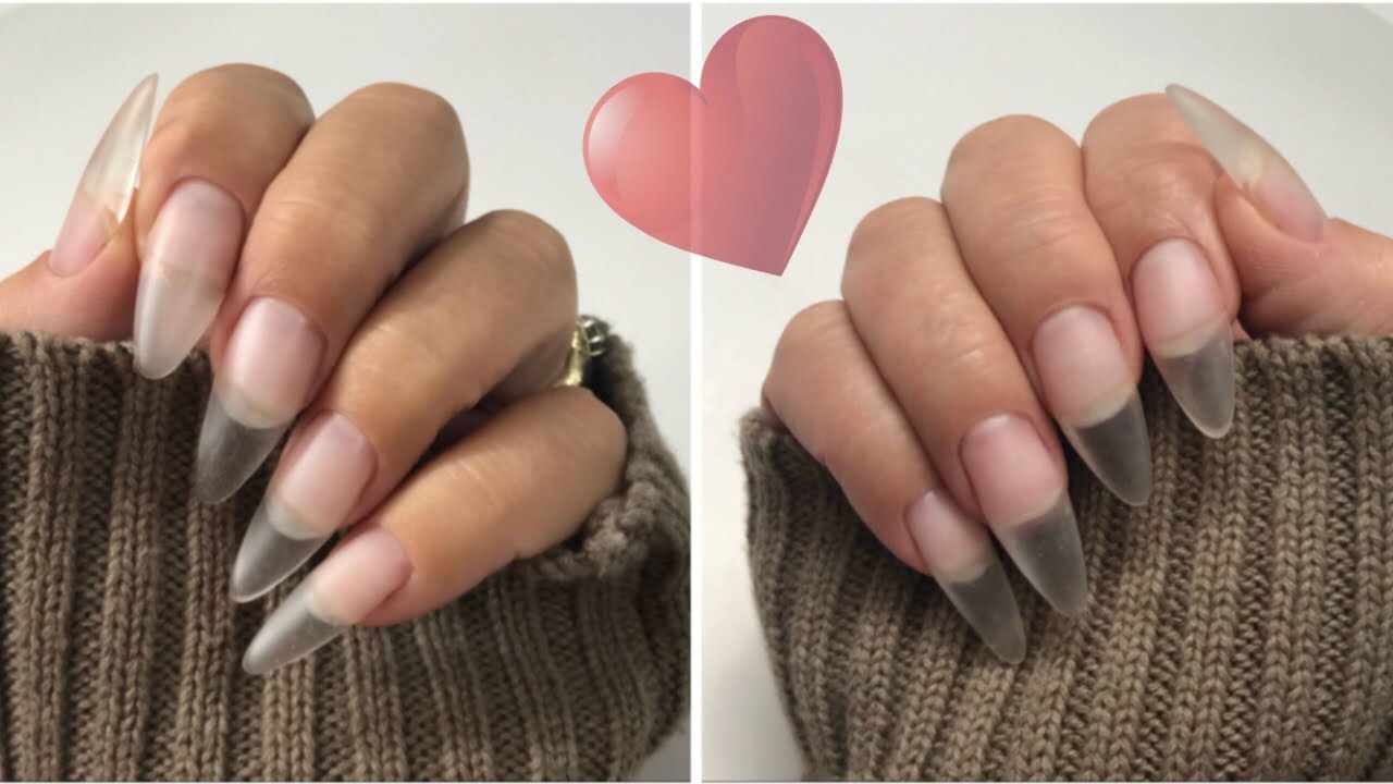 Polygel & Builder Gel Used Together To Create a Clear Set of Almond Nails / Clear Nails