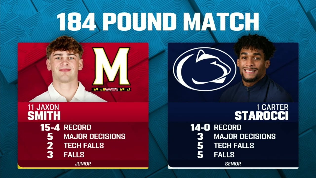 184lbs Penn State's Carter Starocci vs. Maryland's Jaxon Smith | Big Ten Wrestling