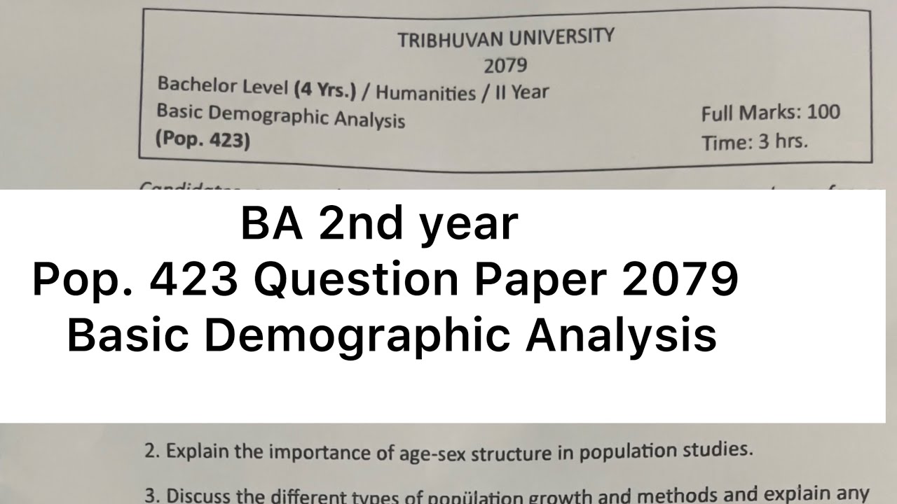 BA 2nd year (Pop.423)Basic Demographic Analysis Question Paper 2079 || Basic Demographic Analysis